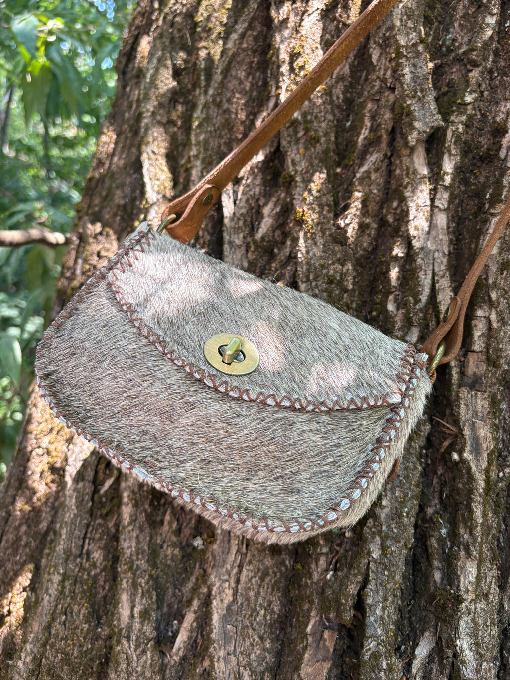 Handmade Hair-on-Hide Leather Crossbody Purse