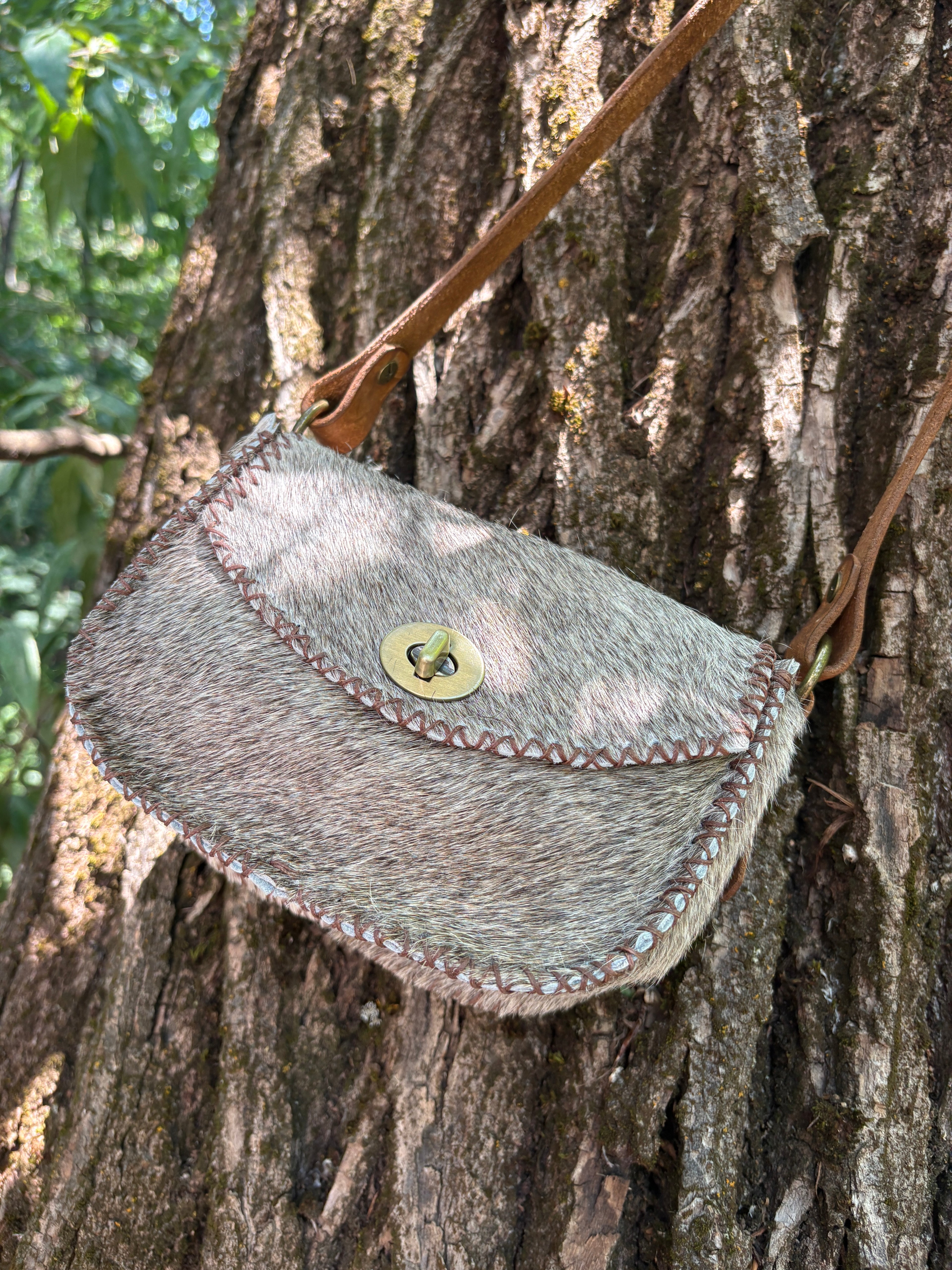 Handmade Hair-on-Hide Leather Crossbody Purse