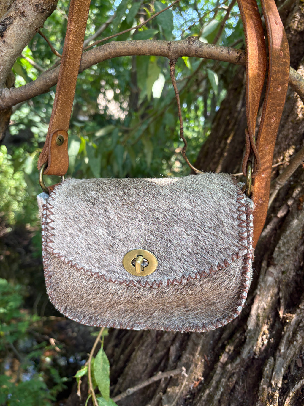 Handmade Hair-on-Hide Leather Crossbody Purse