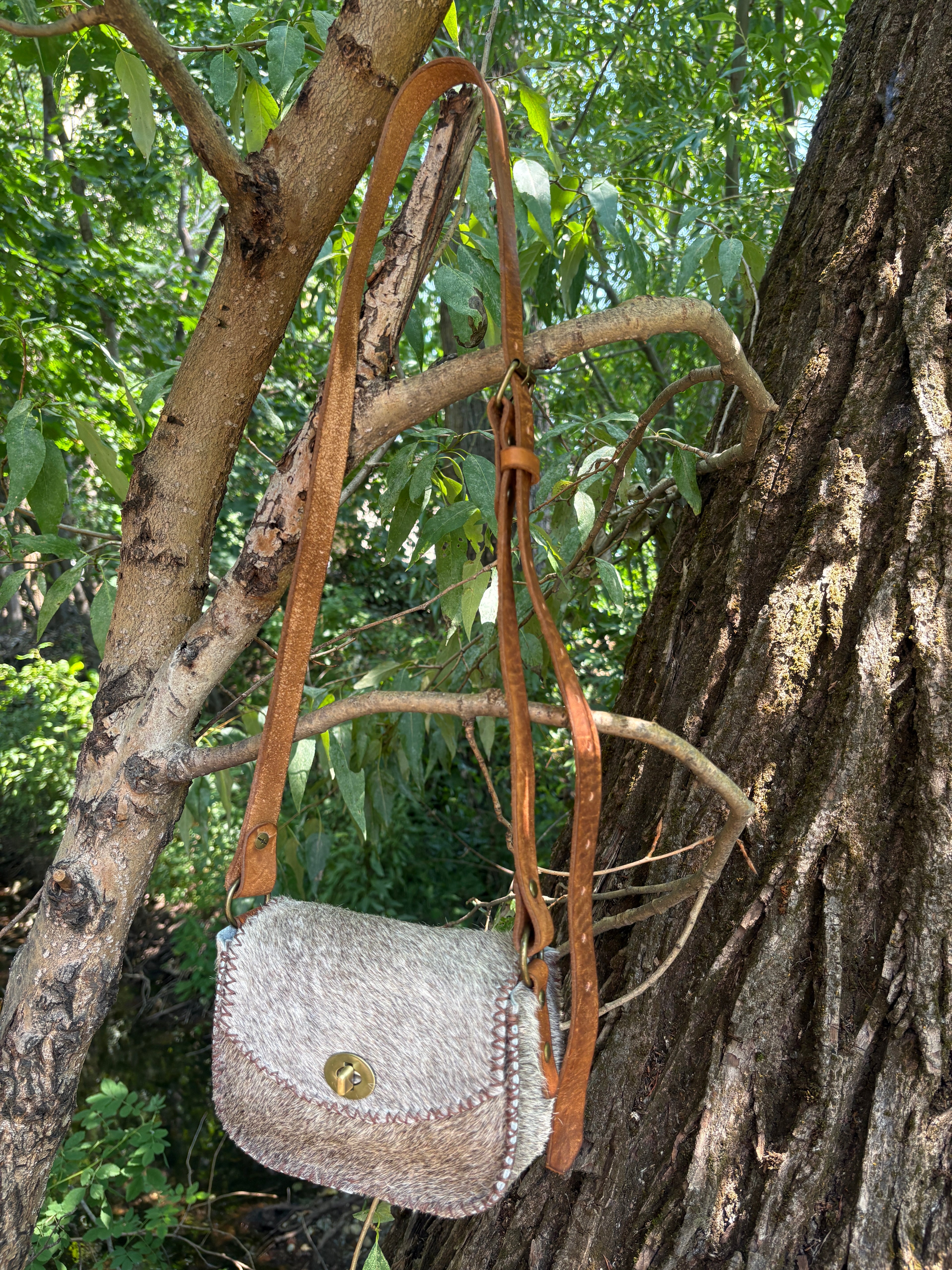 Handmade Hair-on-Hide Leather Crossbody Purse