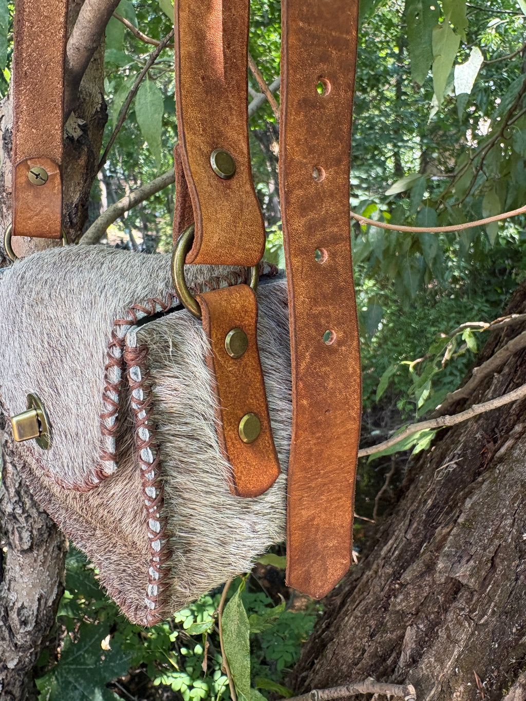 Handmade Hair-on-Hide Leather Crossbody Purse