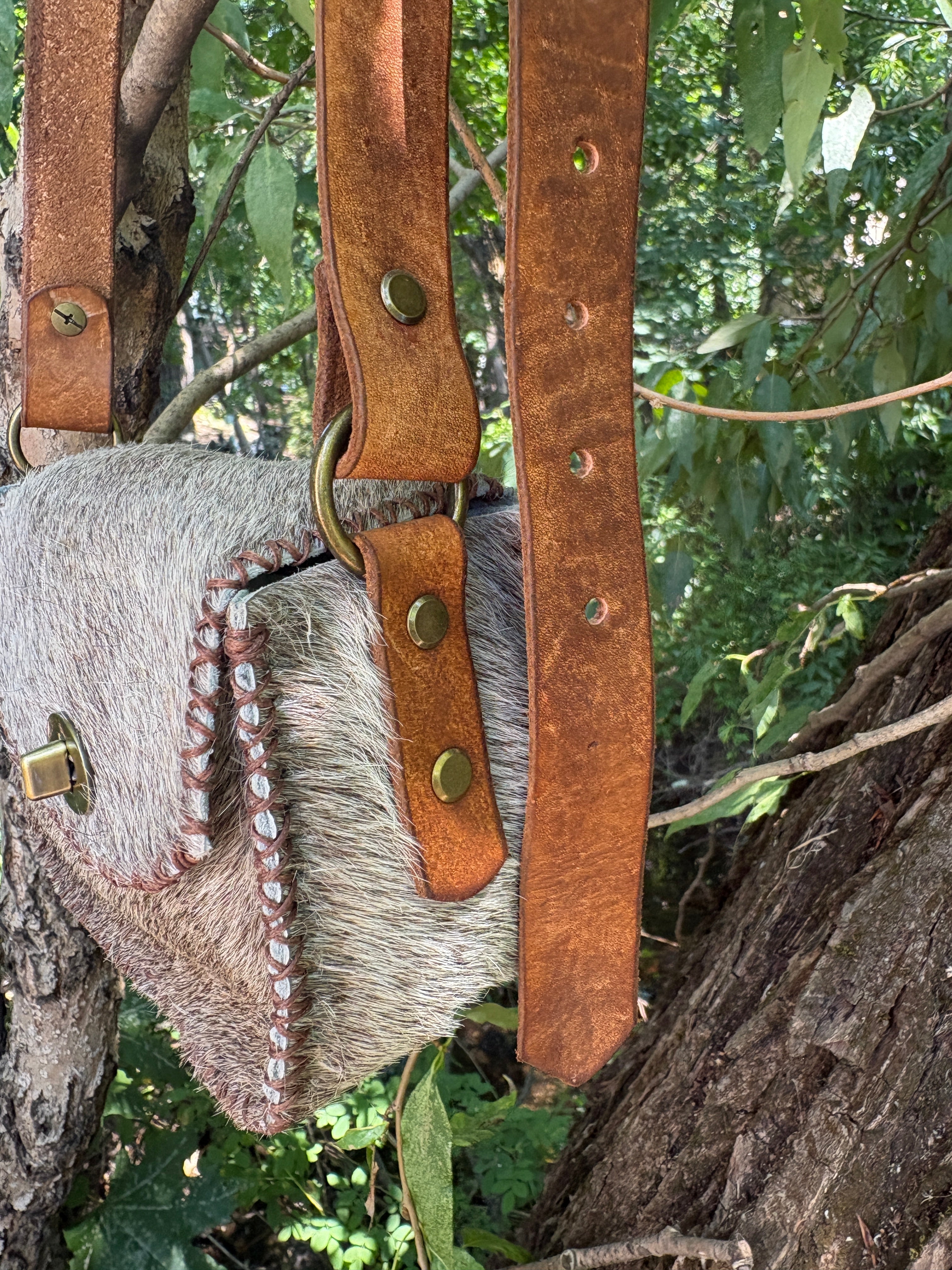 Handmade Hair-on-Hide Leather Crossbody Purse