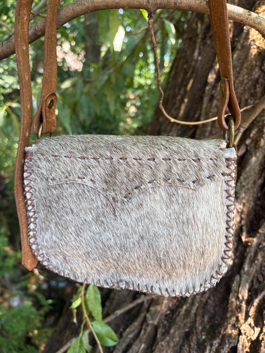 Handmade Hair-on-Hide Leather Crossbody Purse