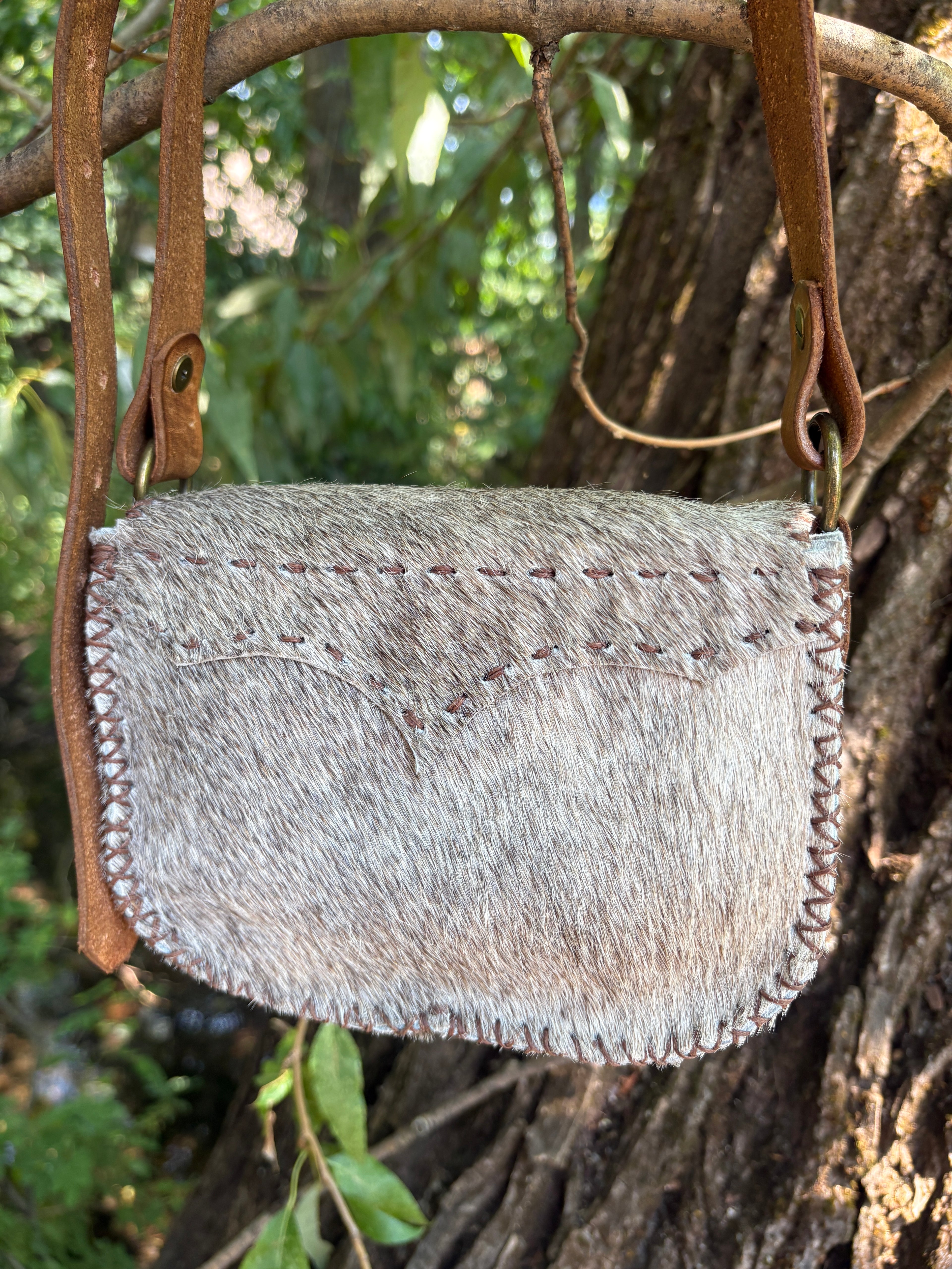 Handmade Hair-on-Hide Leather Crossbody Purse
