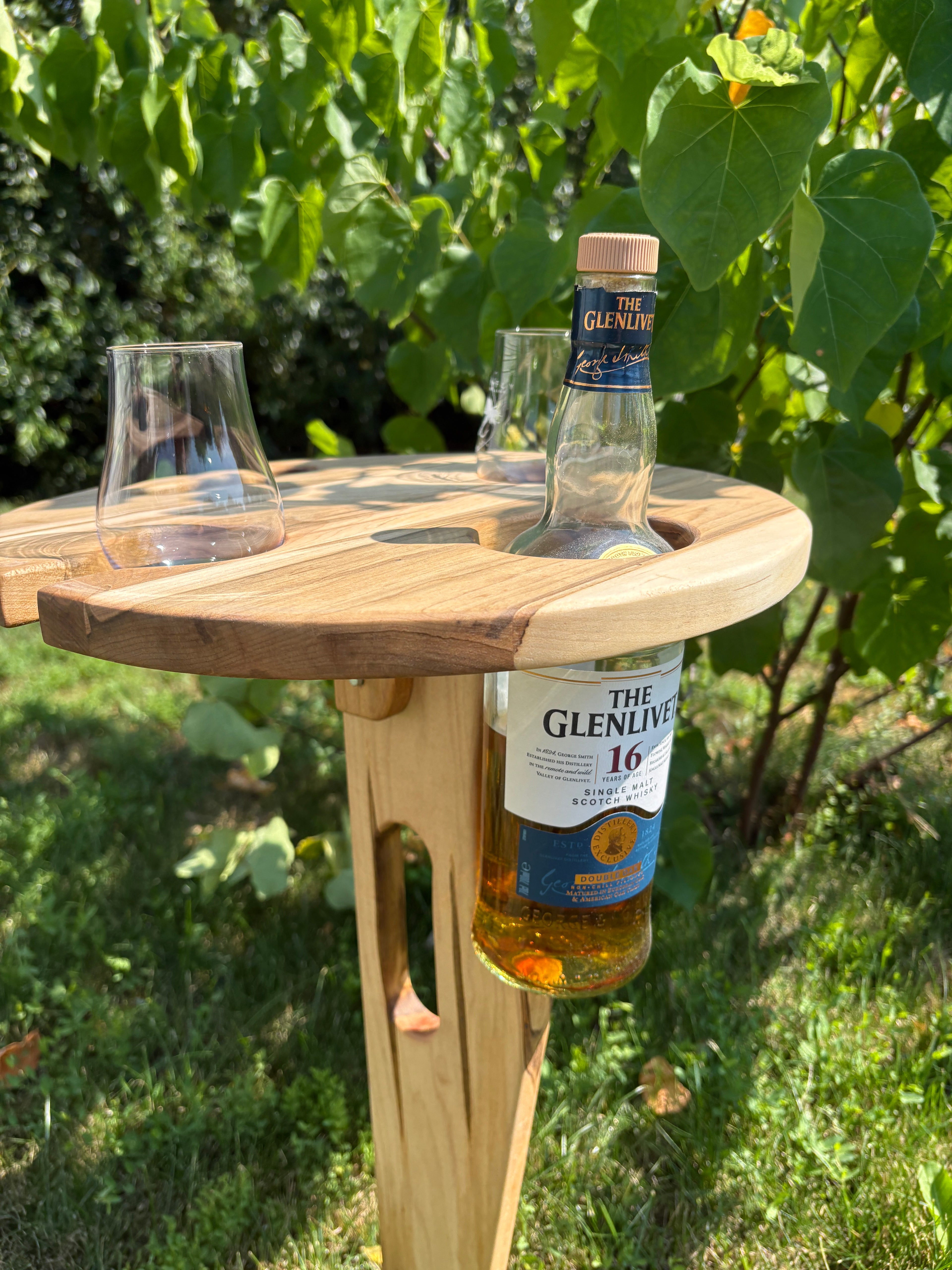 Ambrosia Maple Portable Wine & Whisky Table | Handmade Wood Gift