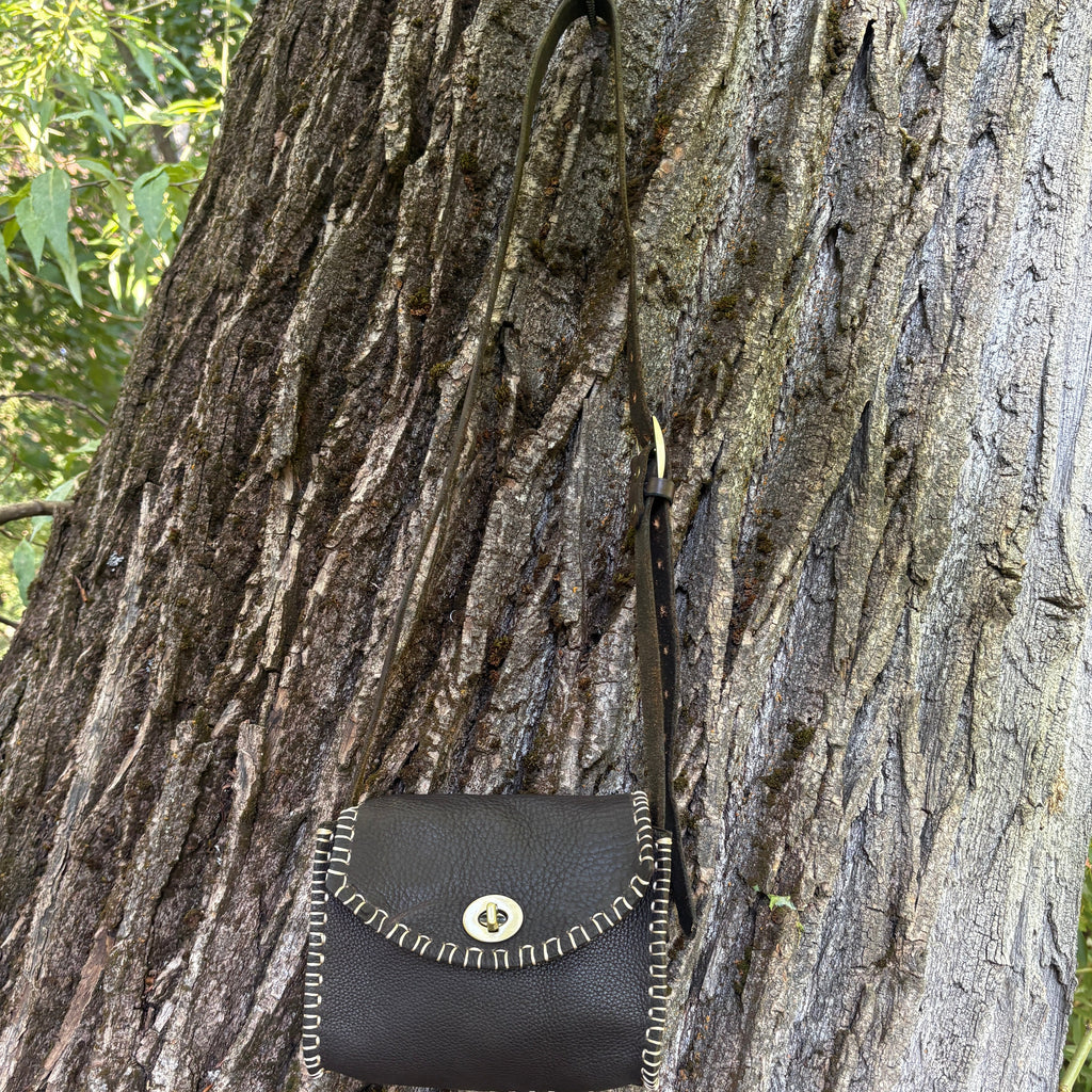 Handmade Brown Italian Leather Crossbody Purse