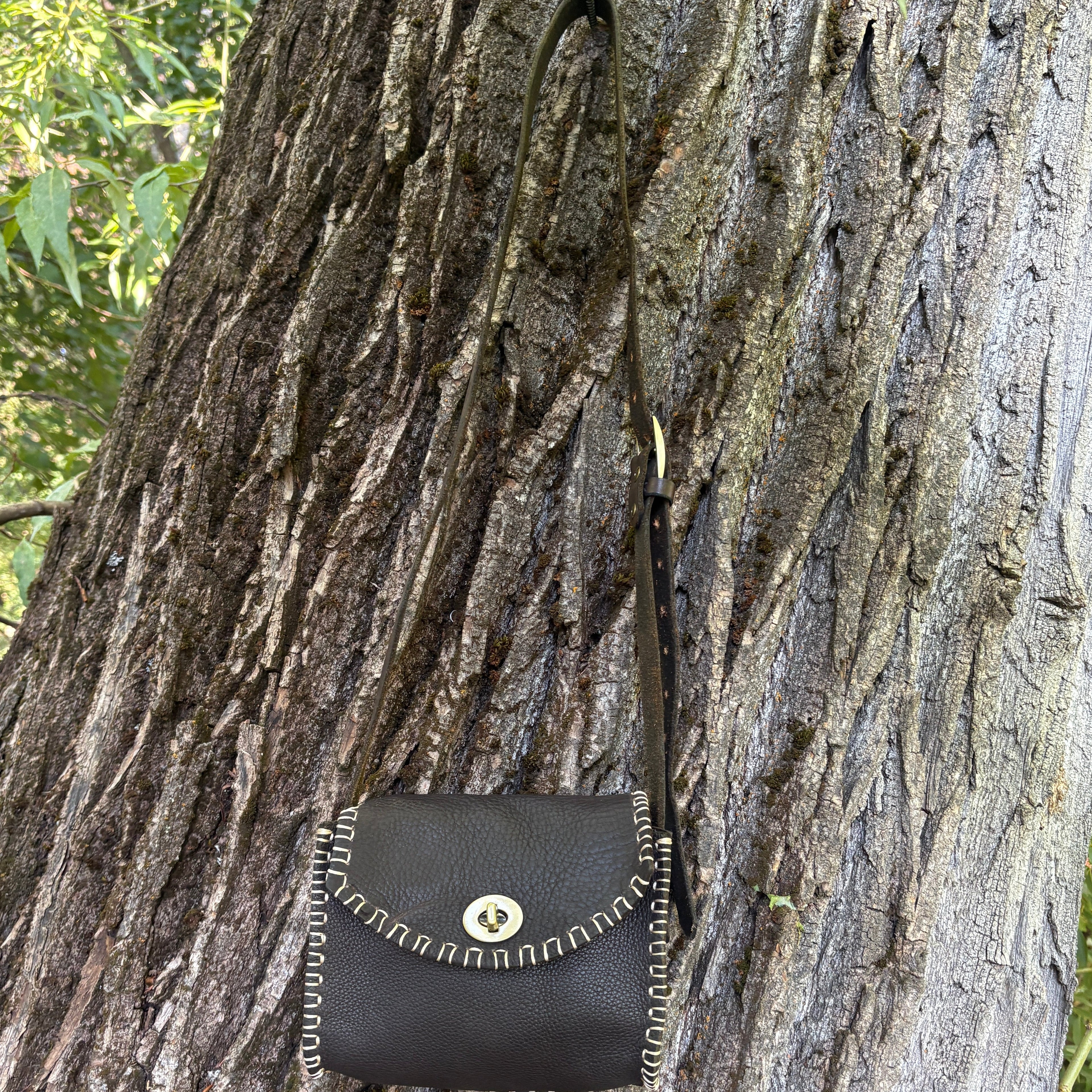 Handmade Brown Italian Leather Crossbody Purse