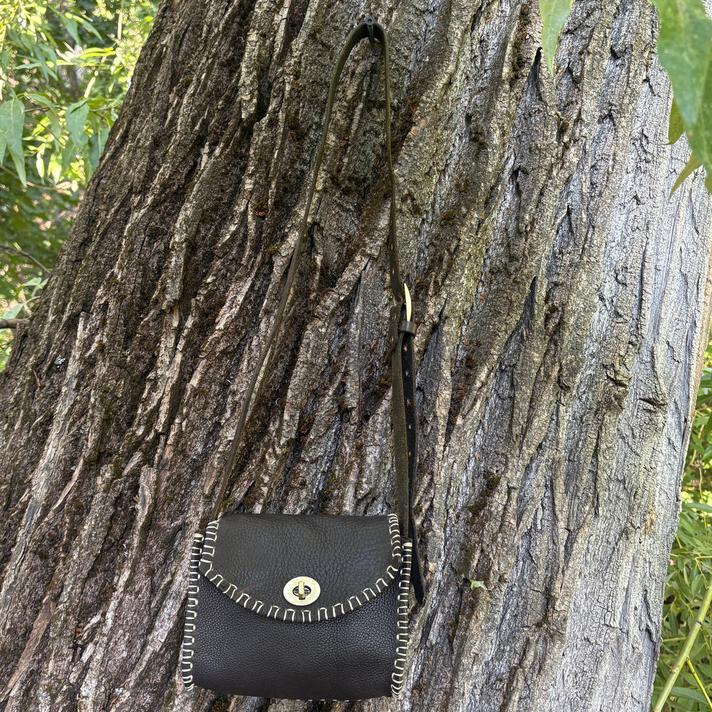 Handmade Brown Italian Leather Crossbody Purse