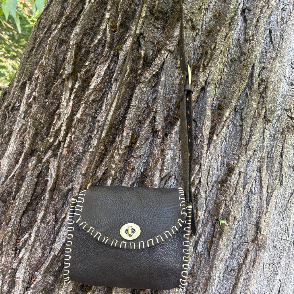 Handmade Brown Italian Leather Crossbody Purse