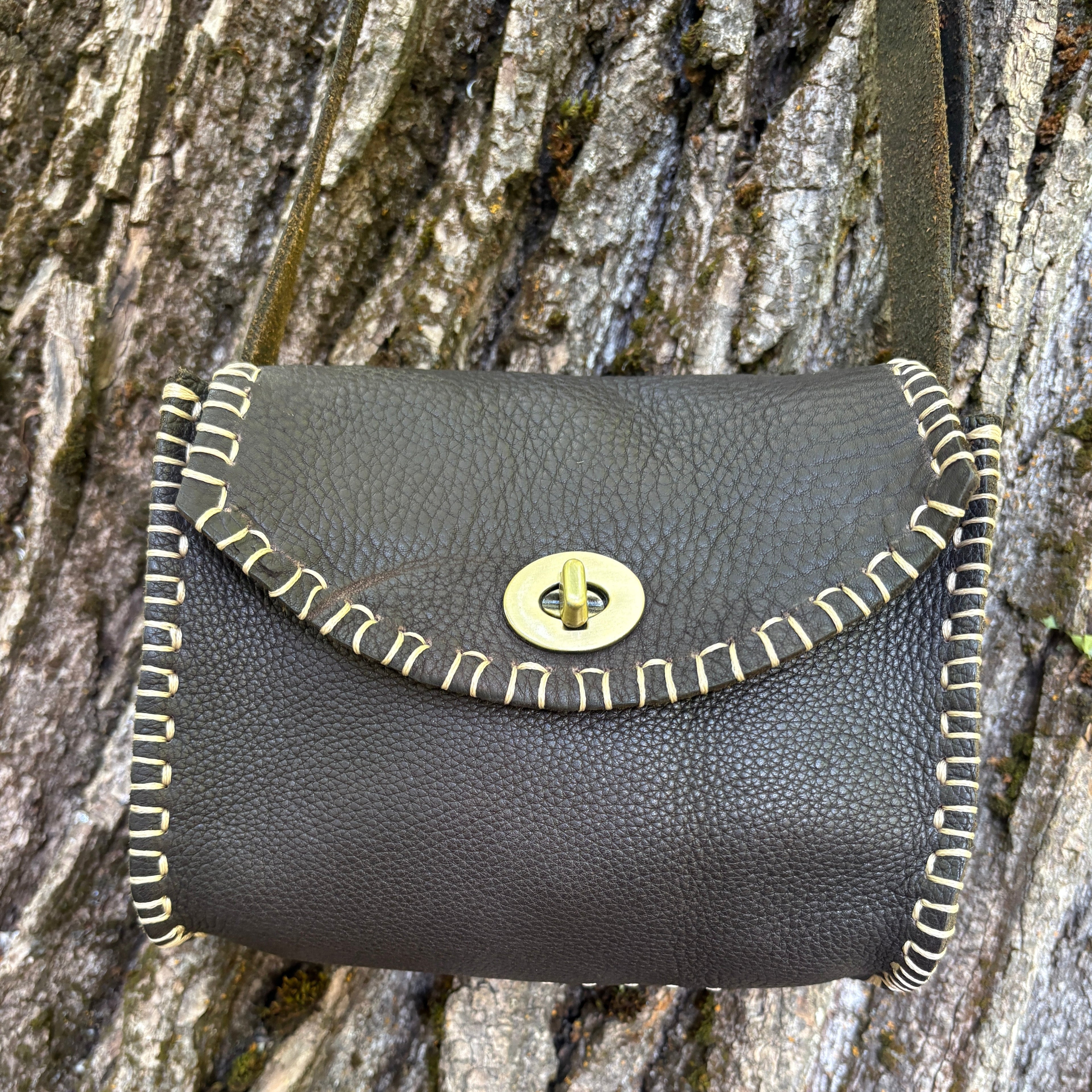 Handmade Brown Italian Leather Crossbody Purse
