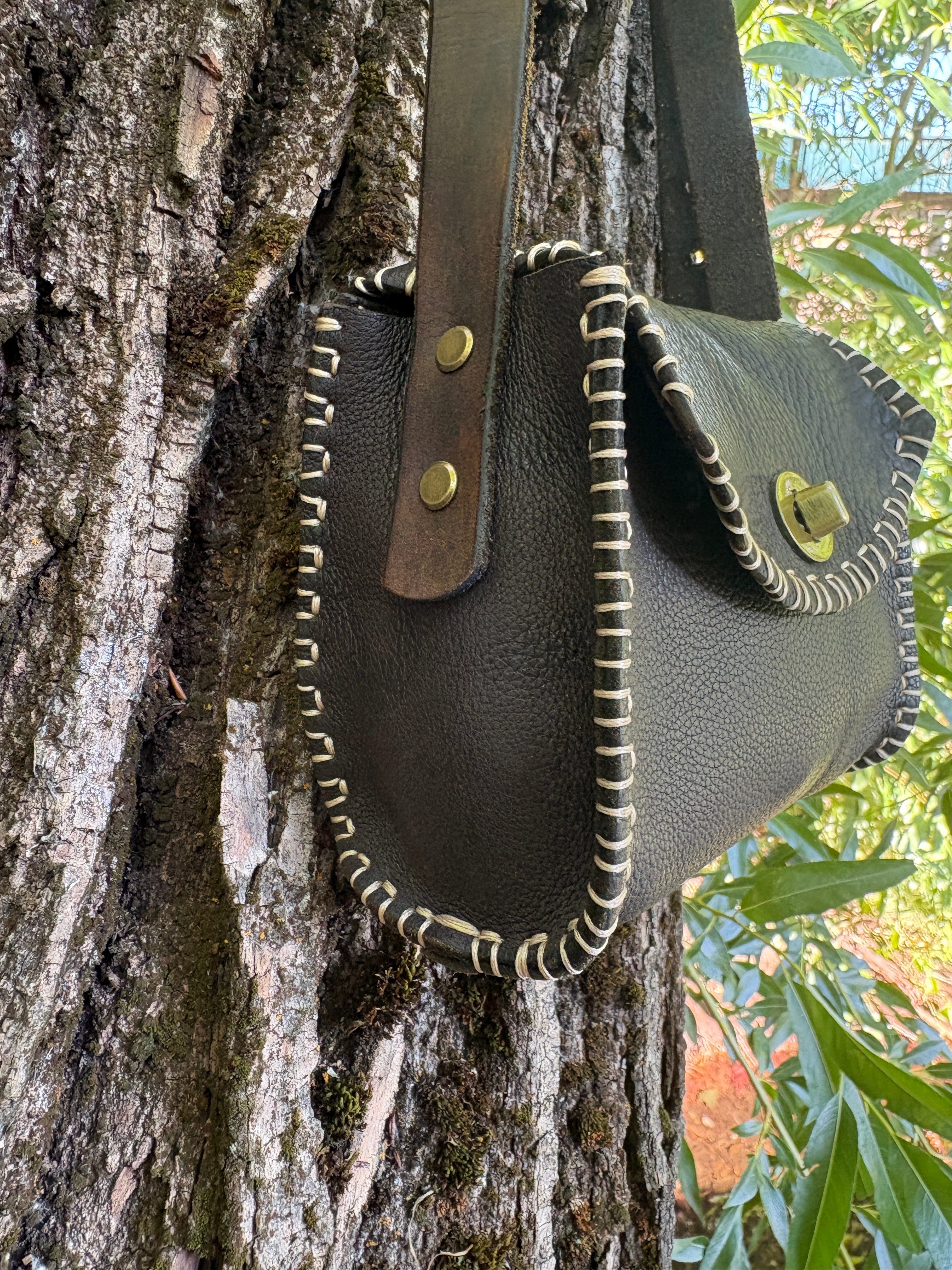 Handmade Brown Italian Leather Crossbody Purse