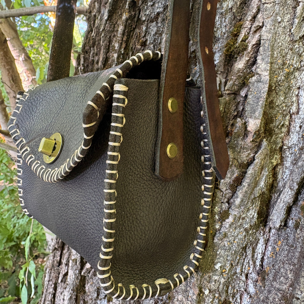 Handmade Brown Italian Leather Crossbody Purse