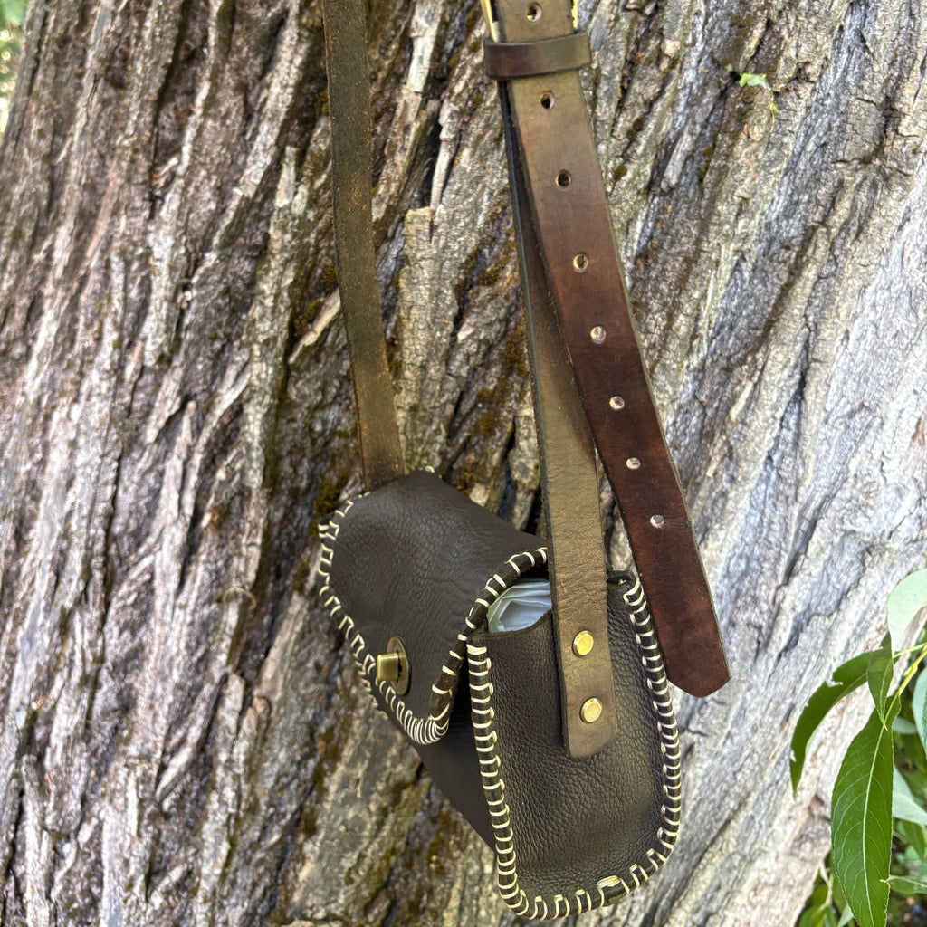 Handmade Brown Italian Leather Crossbody Purse