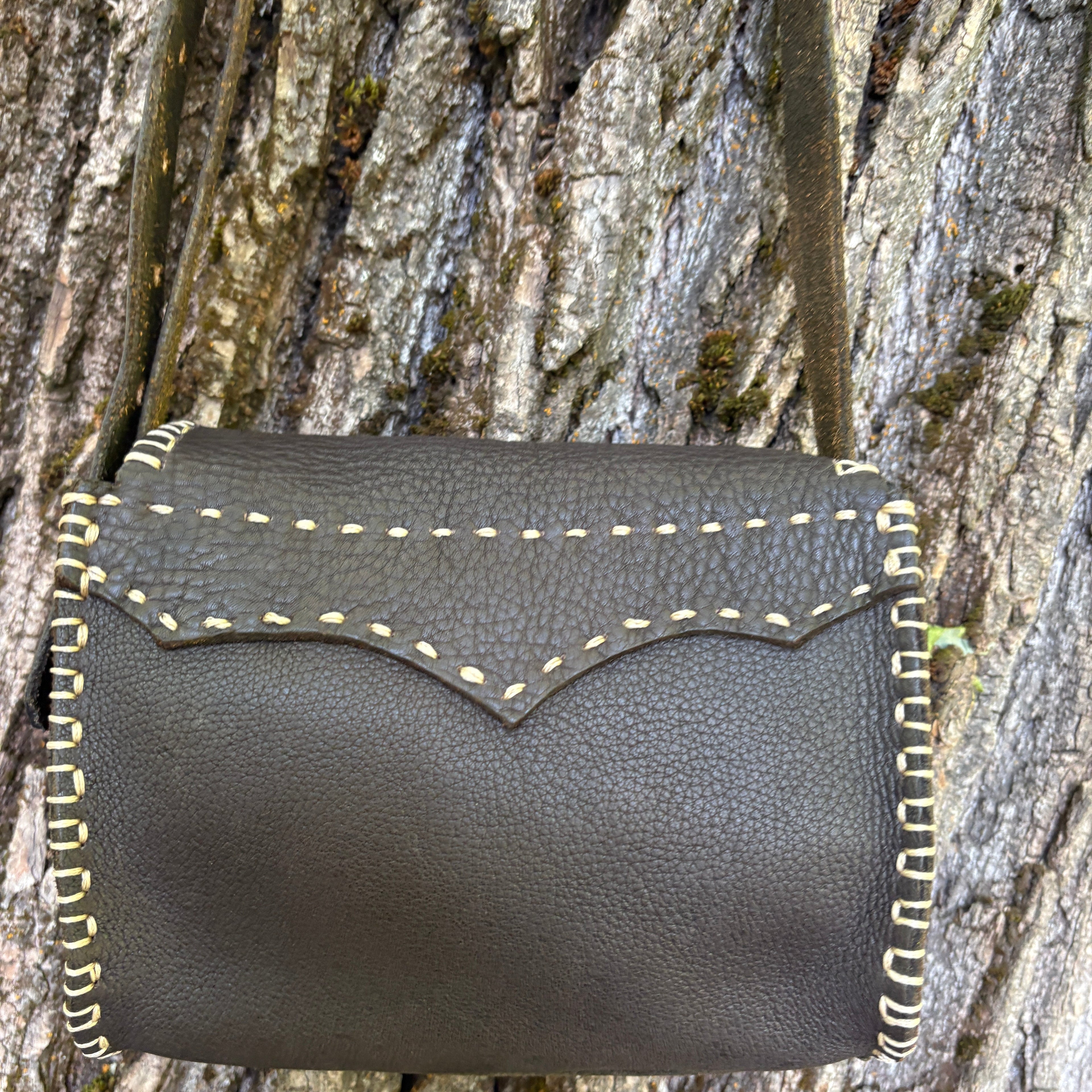 Handmade Brown Italian Leather Crossbody Purse