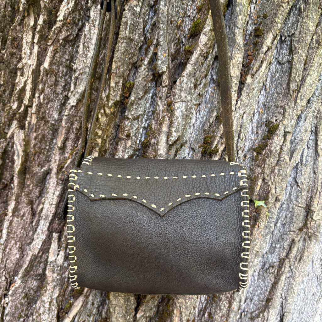Handmade Brown Italian Leather Crossbody Purse