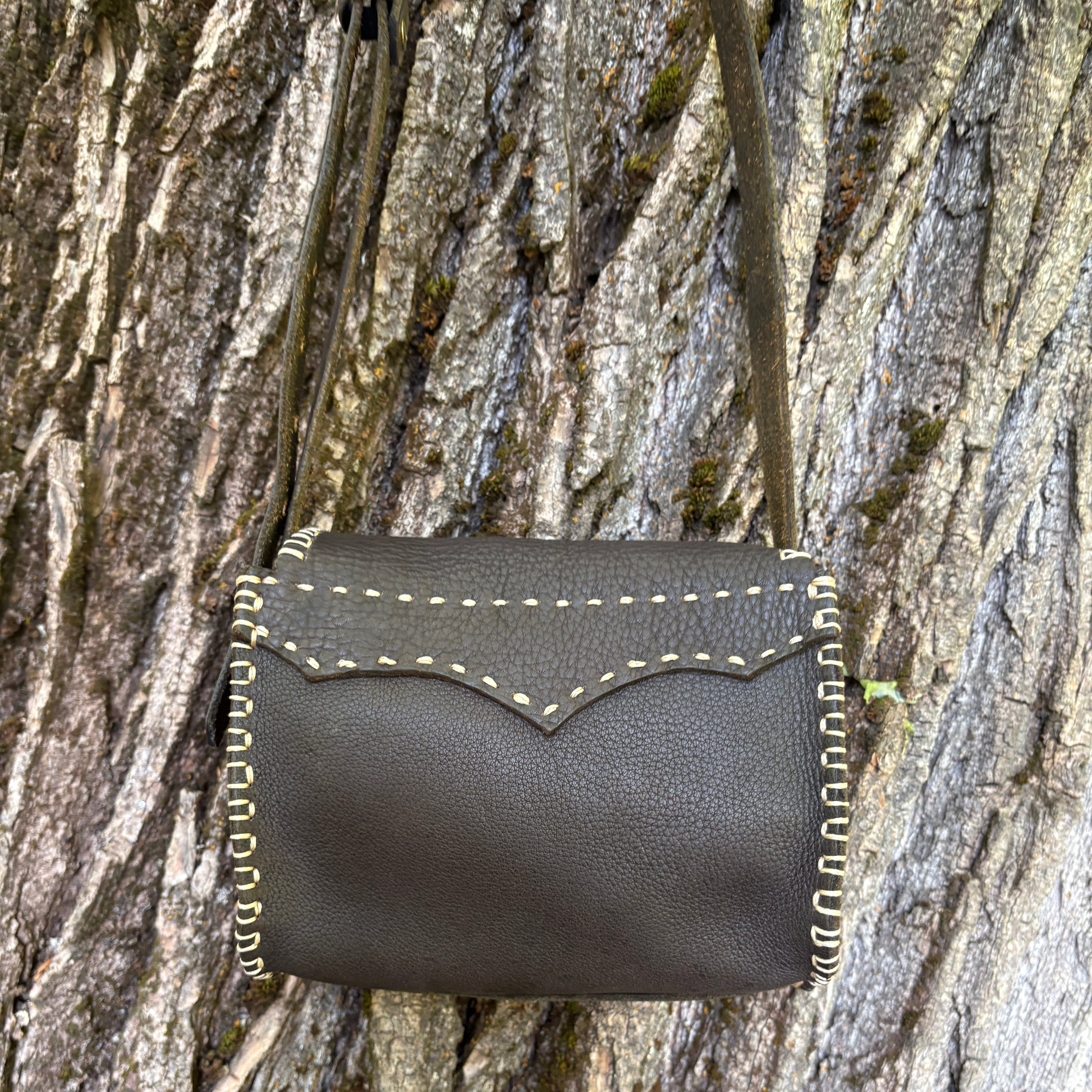 Handmade Brown Italian Leather Crossbody Purse