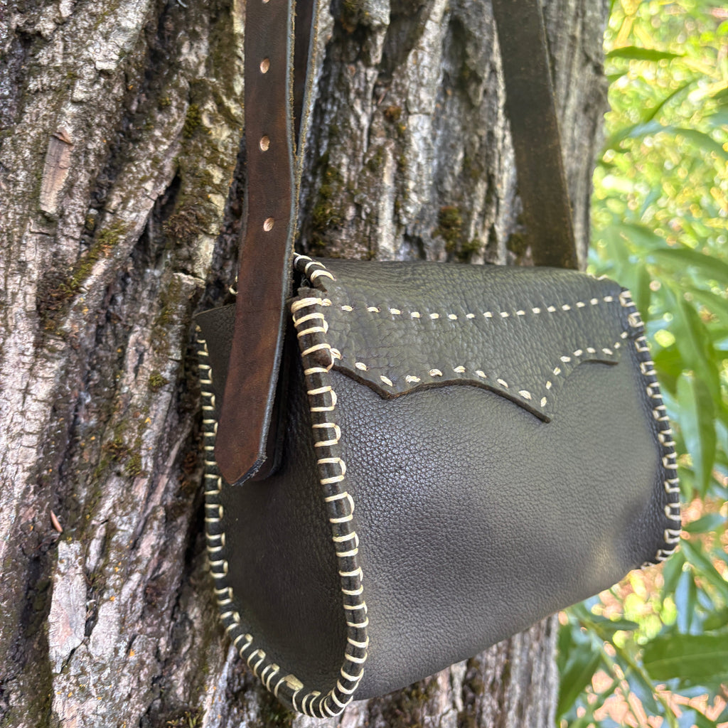 Handmade Brown Italian Leather Crossbody Purse