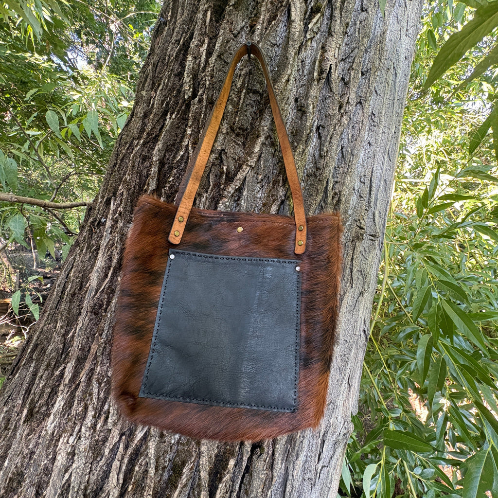 Handmade Hair on Hide Leather Boho & Western Tote Bag
