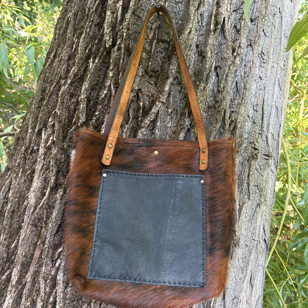 Handmade Hair on Hide Leather Boho & Western Tote Bag