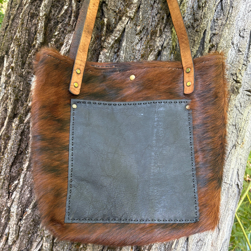 Handmade Hair on Hide Leather Boho & Western Tote Bag