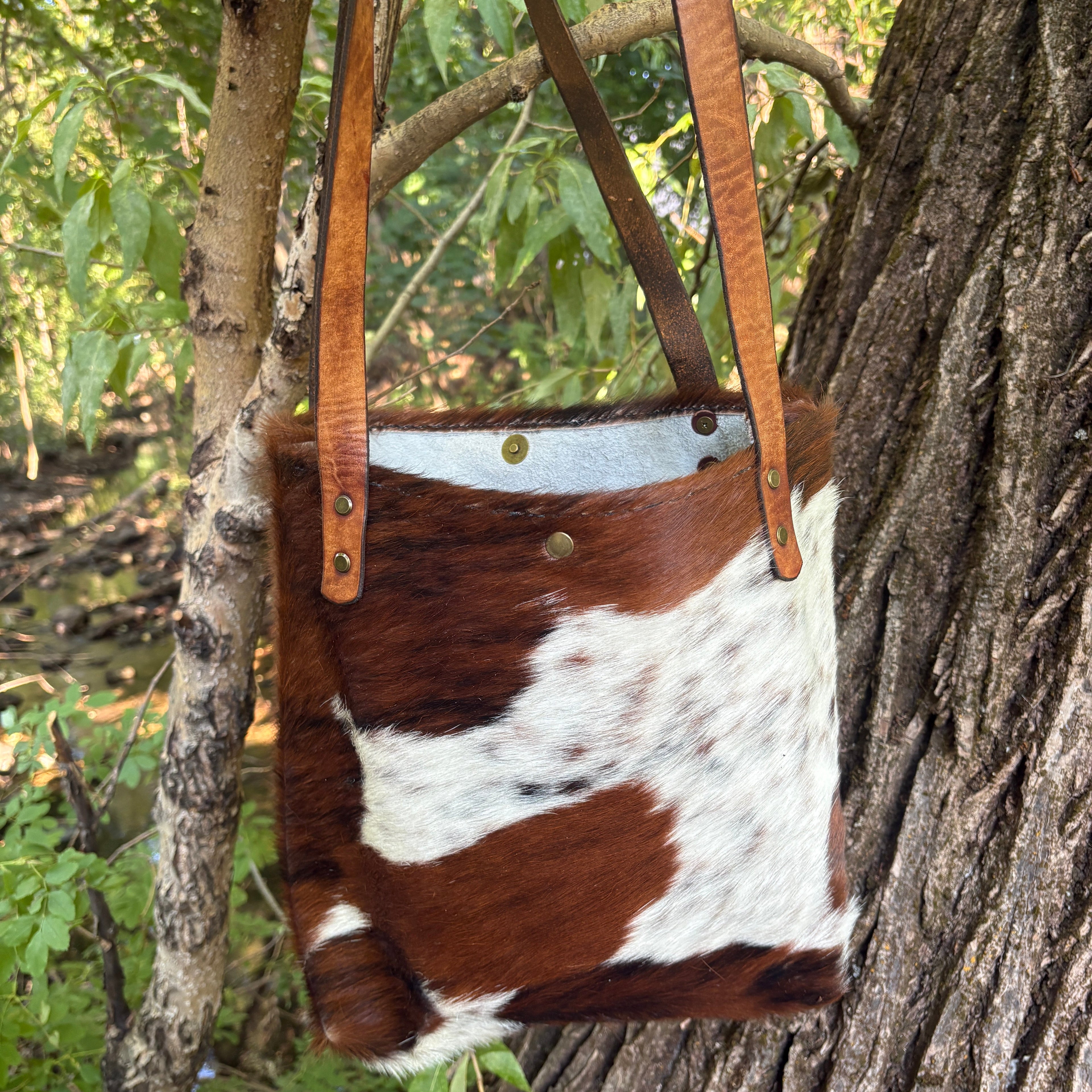 Handmade Hair on Hide Leather Boho & Western Tote Bag