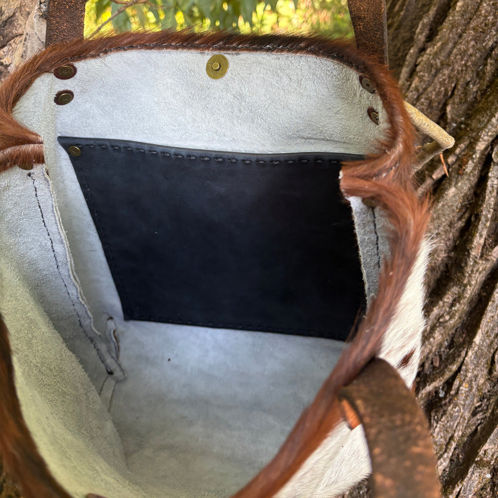 Handmade Hair on Hide Leather Boho & Western Tote Bag