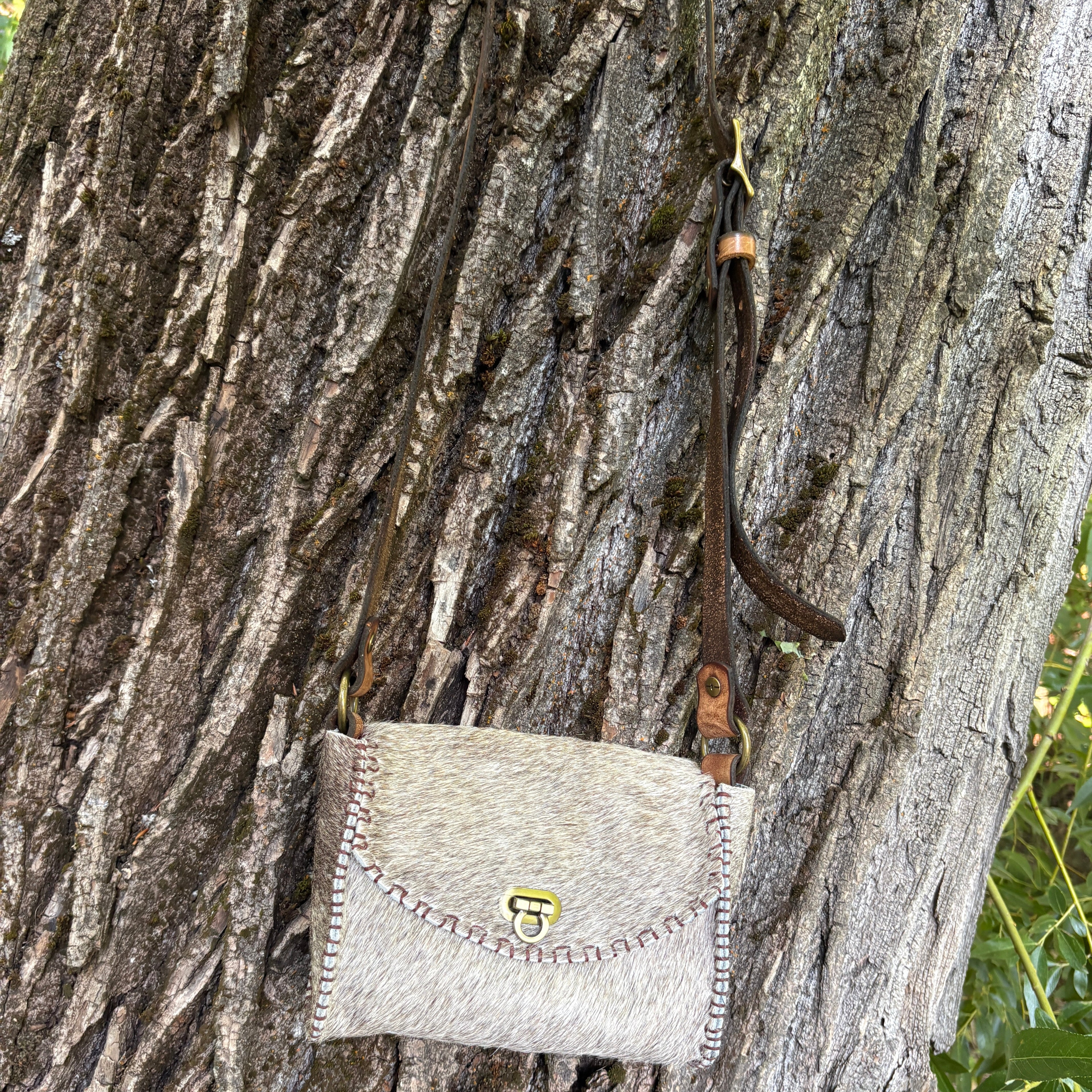 Handmade Hair-on-Hide Leather Crossbody Purse