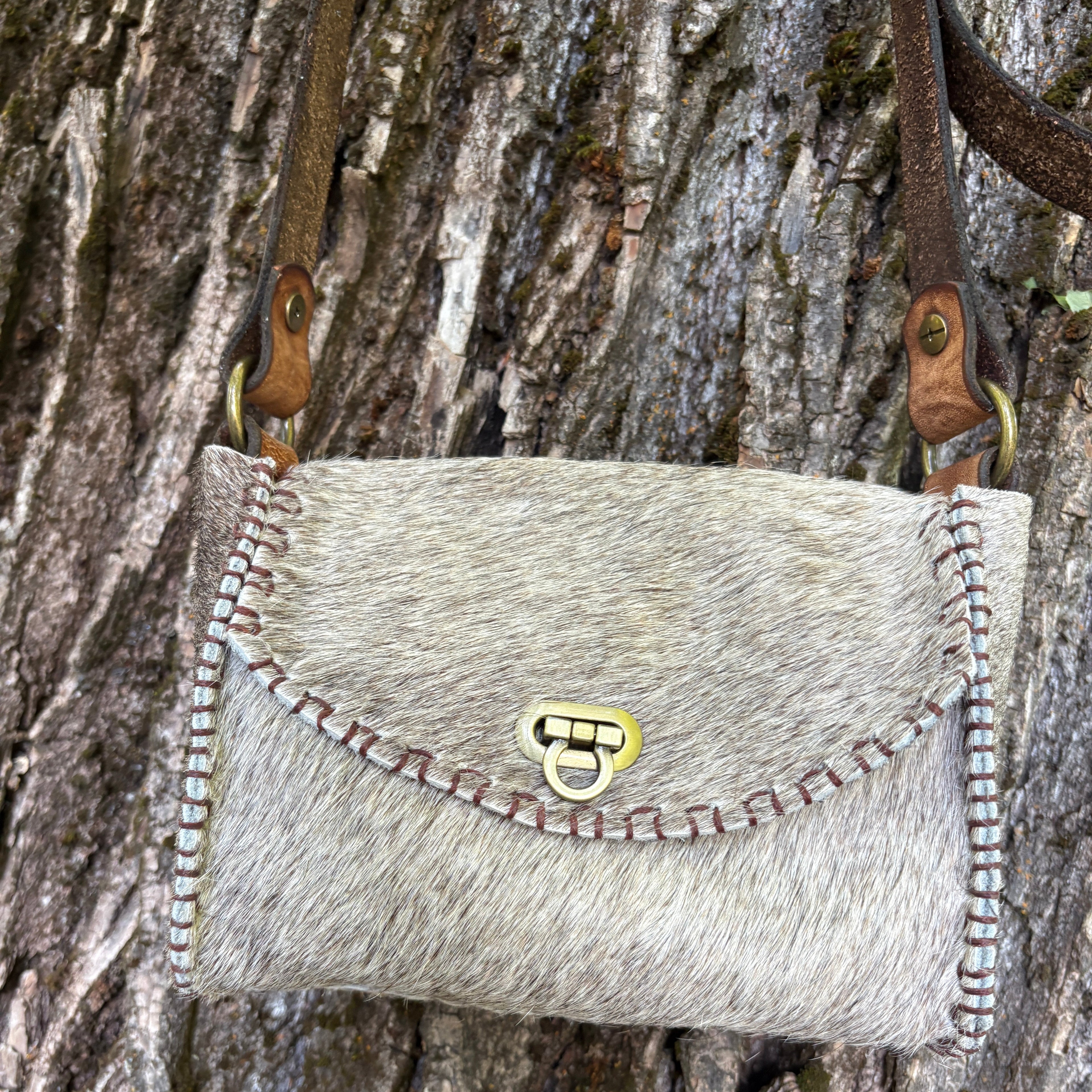 Handmade Hair-on-Hide Leather Crossbody Purse