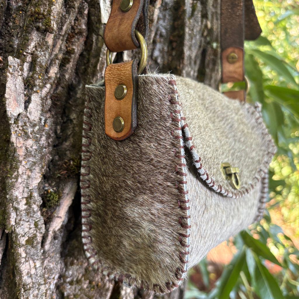 Handmade Hair-on-Hide Leather Crossbody Purse
