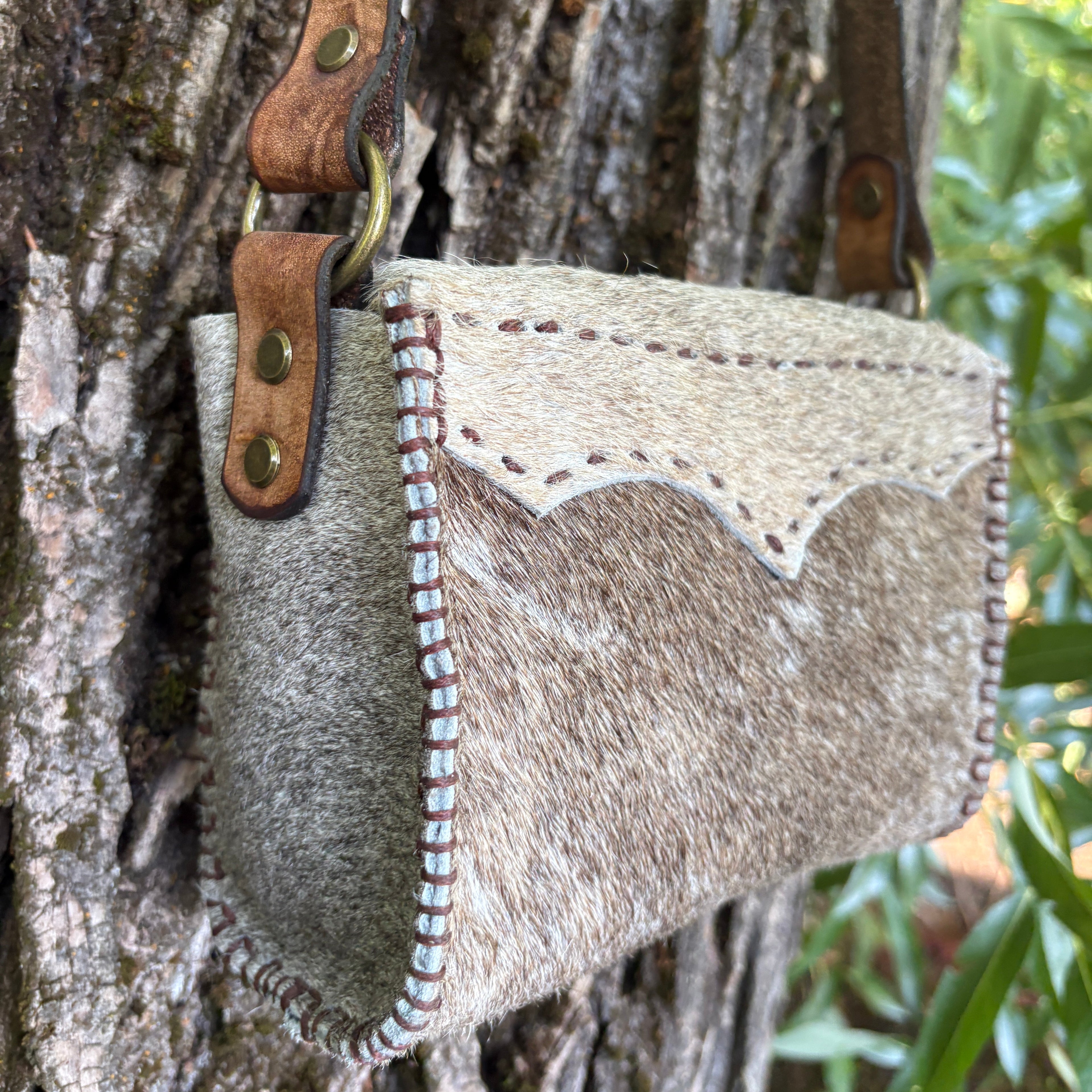 Handmade Hair-on-Hide Leather Crossbody Purse