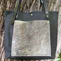 Handmade Black Leather Boho & Western Tote Bag
