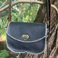Handmade Black Leather Crossbody Purse