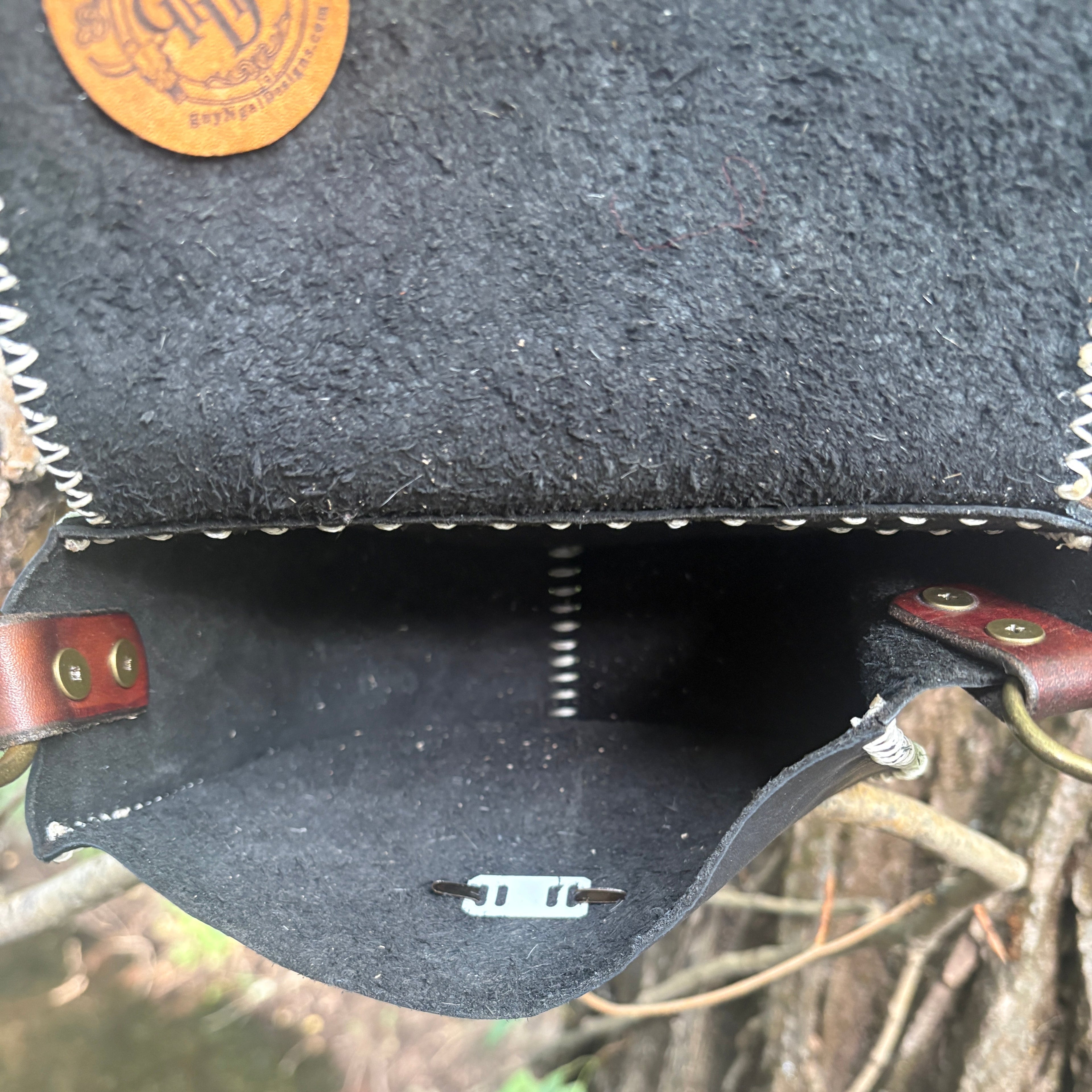 Handmade Black Leather Crossbody Purse