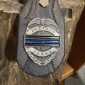 Handmade Leather Police Keychain | Thin Blue Line Badge Concho