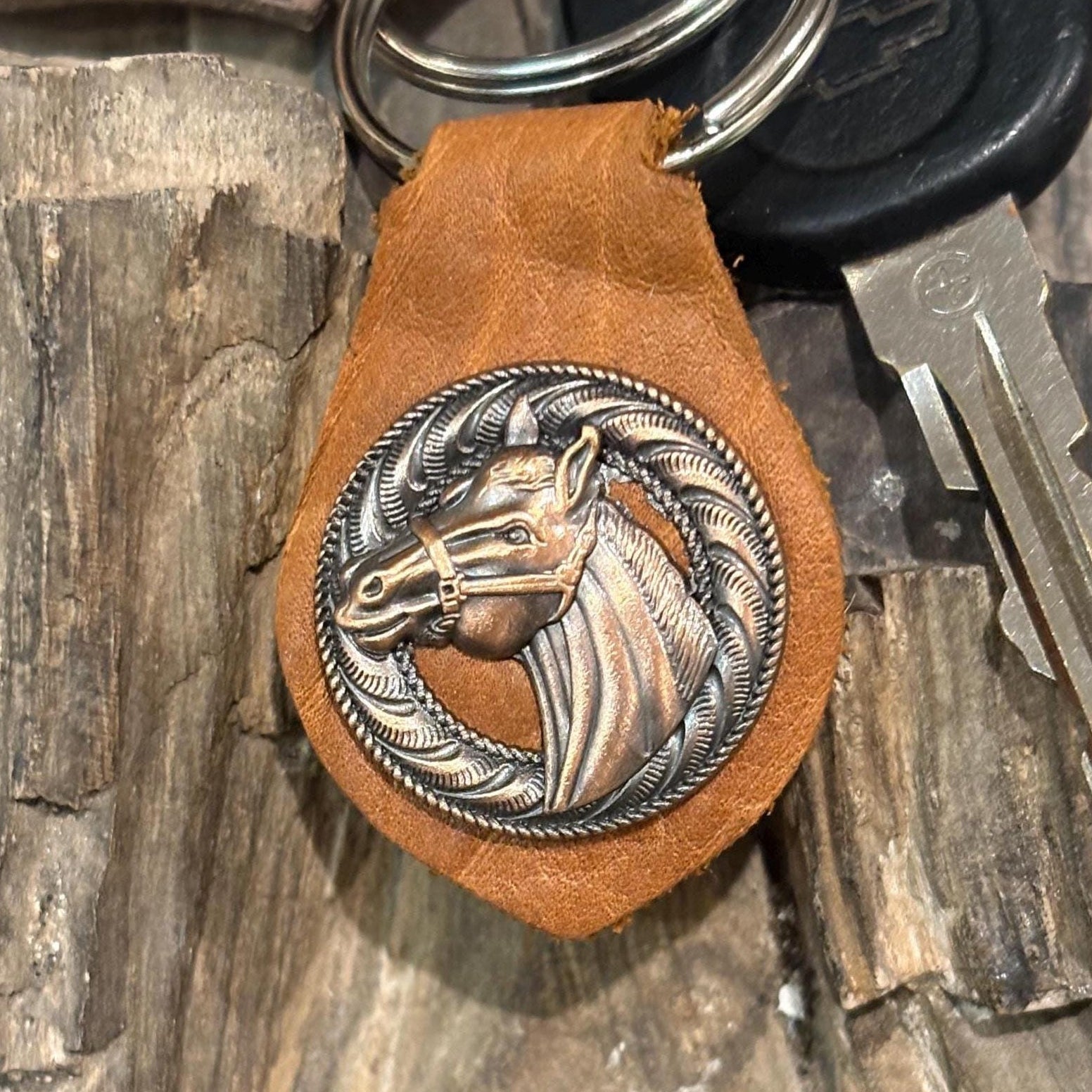 Horse Keychain, Handmade Leather Mare Stallion Let Fob