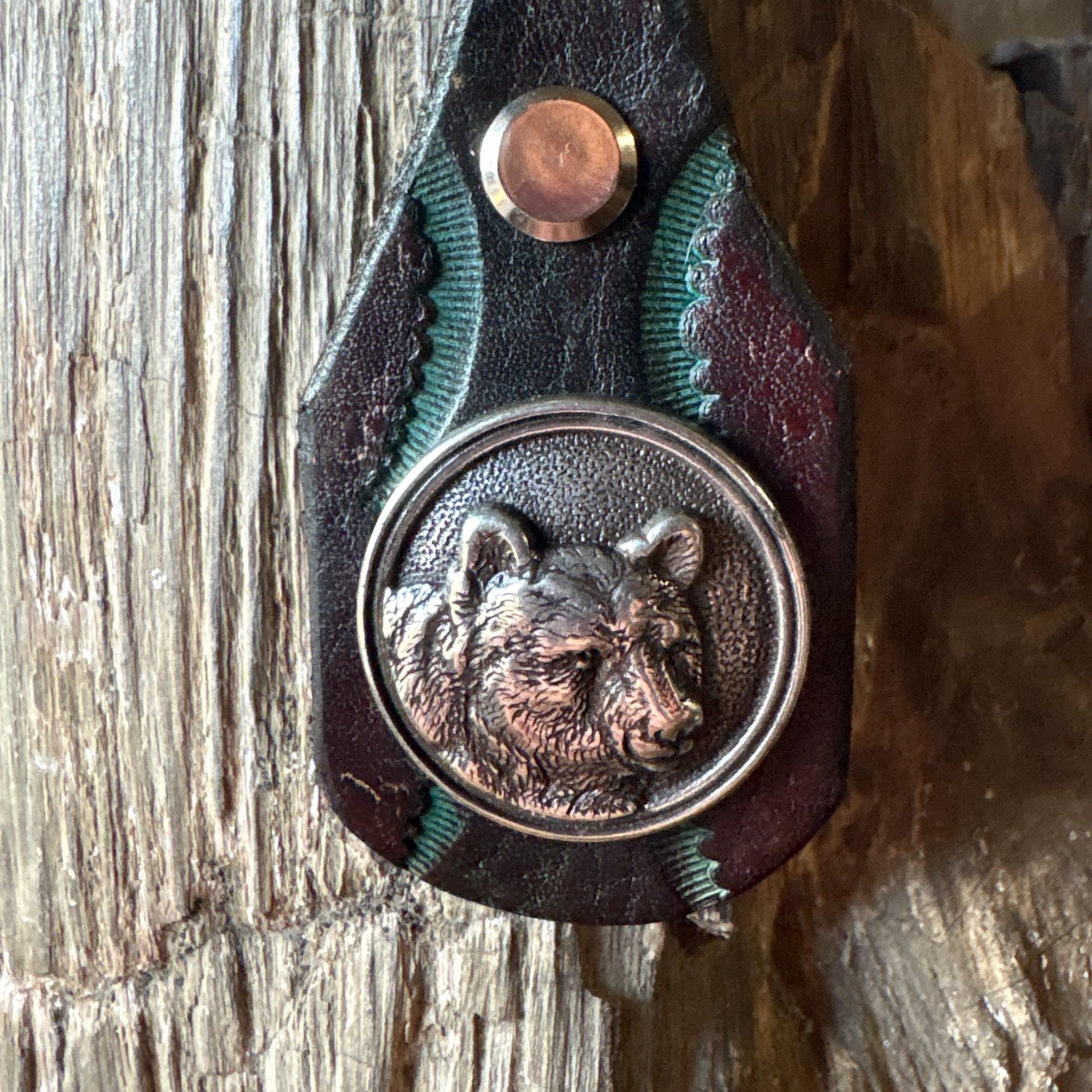 Grizzly Bear Handmade Leather Keychain