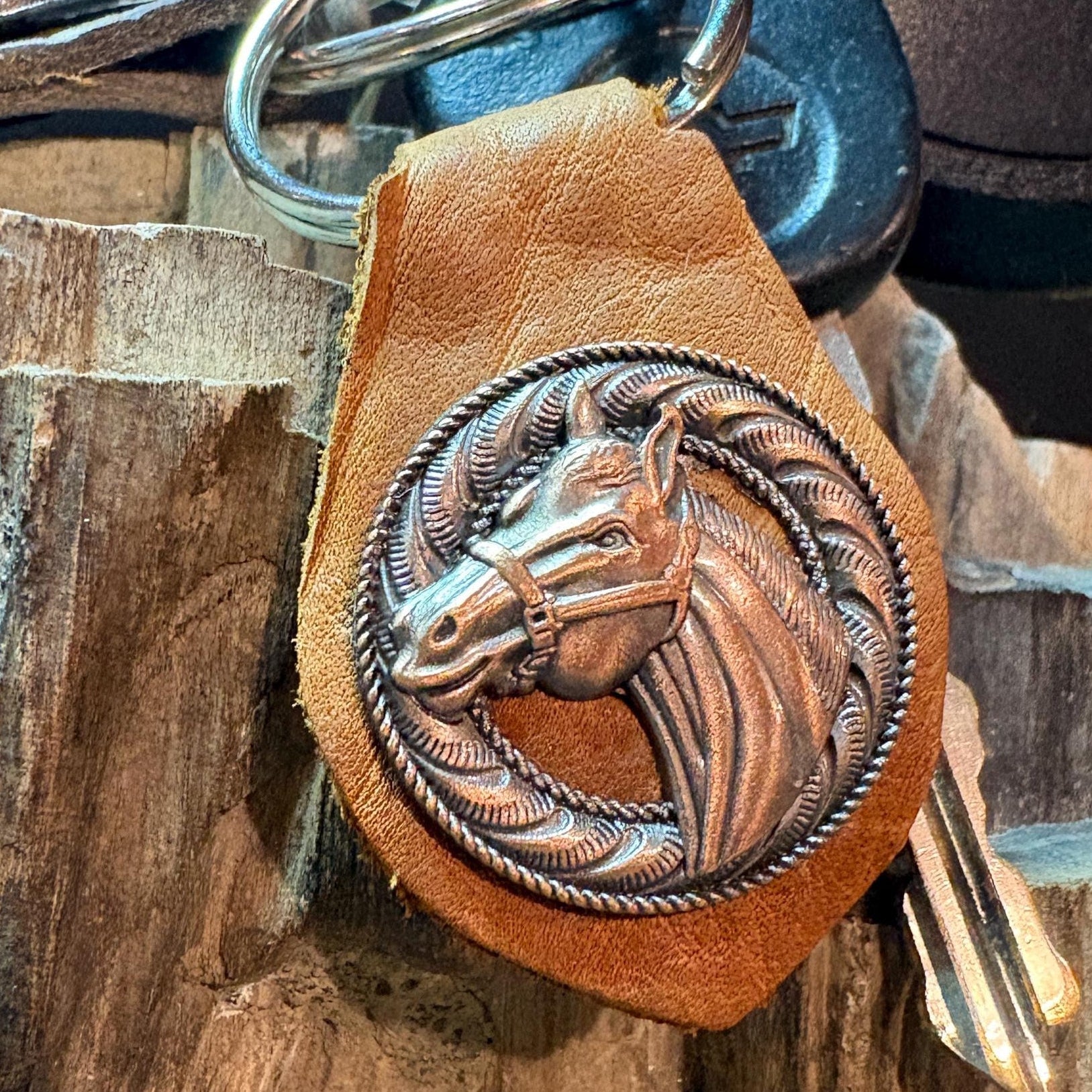 Horse Keychain, Handmade Leather Mare Stallion Let Fob