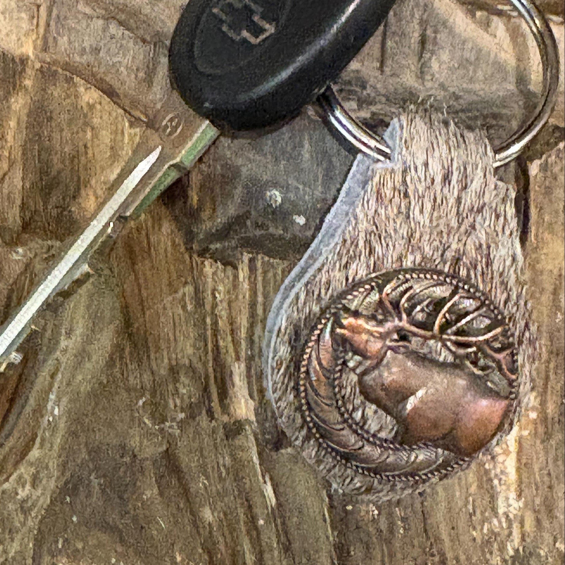 Elk Keychain, Hair-on Hide, Hunting Accessory, Handmade Elk Leather Keychain, Leather Elk Keychain