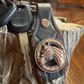 Horse Keychain: Handmade Leather Key Fob, Copper, Bronco, Mare, Concho
