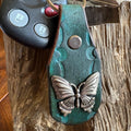Butterfly keychain: Turquoise Handmade Leather Key Fob