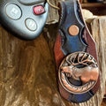 Leather Elk Keychain: Hand Tooled Leather Key Fob, Copper Elk Concho, Western Style