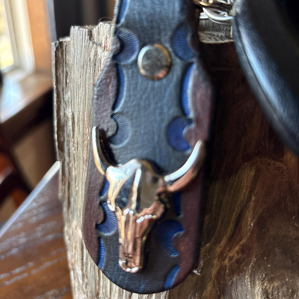 Longhorn Keychain: Handmade Texas Longhorn Leather Key Fob