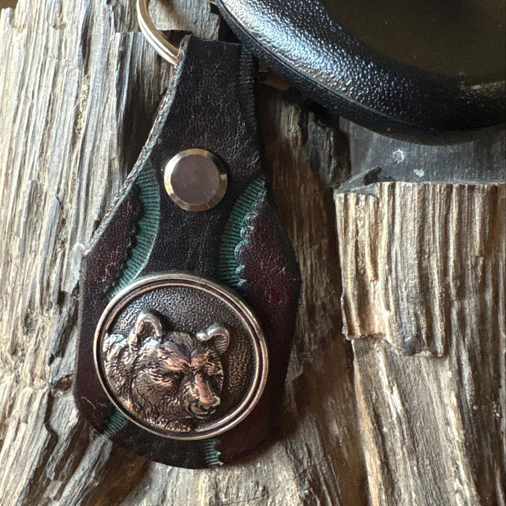 Grizzly Bear Handmade Leather Keychain